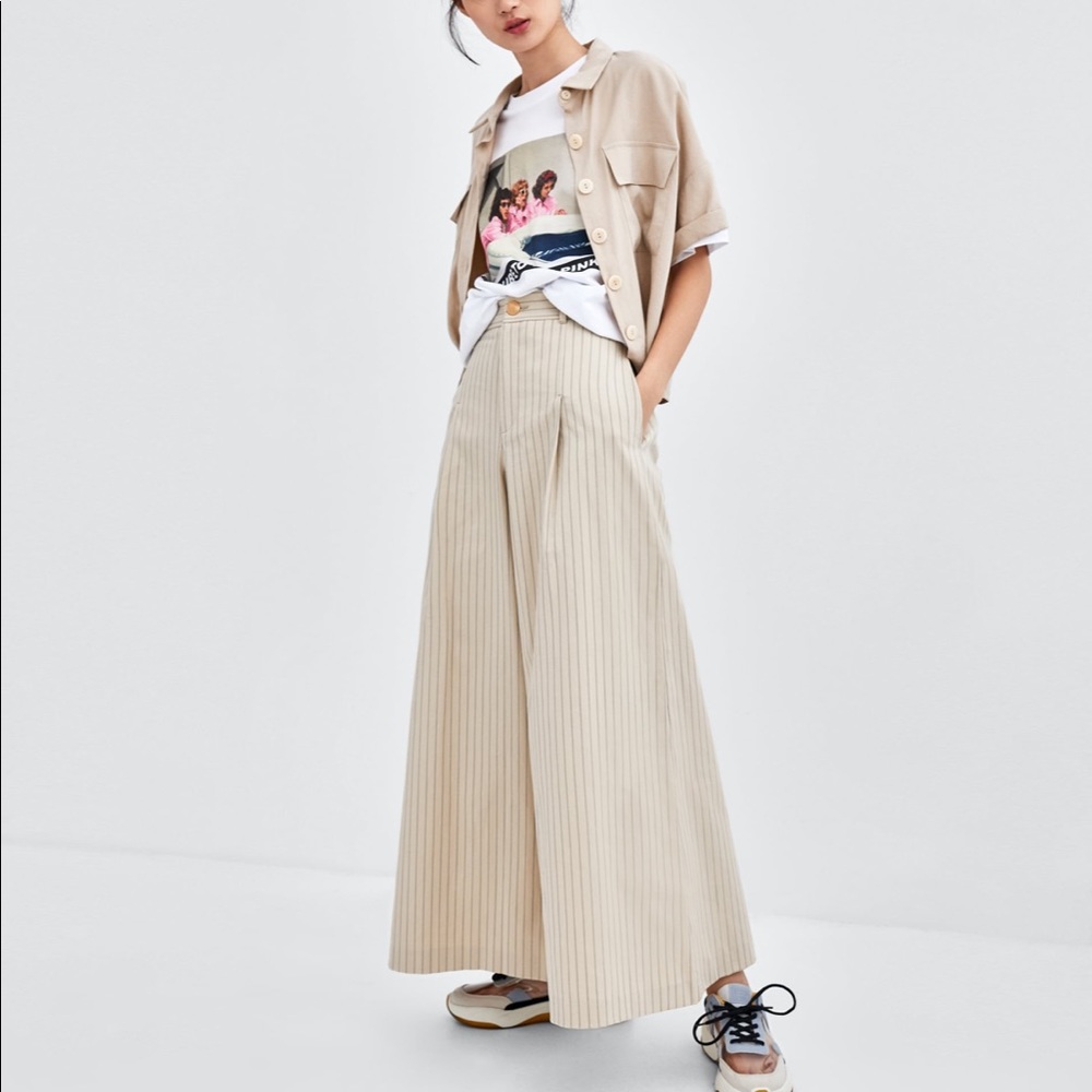 Zara stripe wide leg trousers